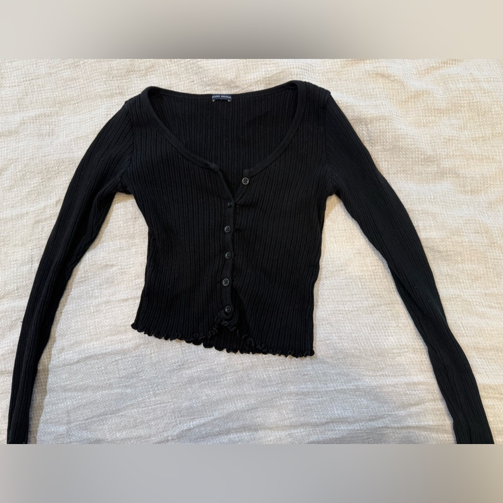 Brandy Melville Black Ribbed Knit Top